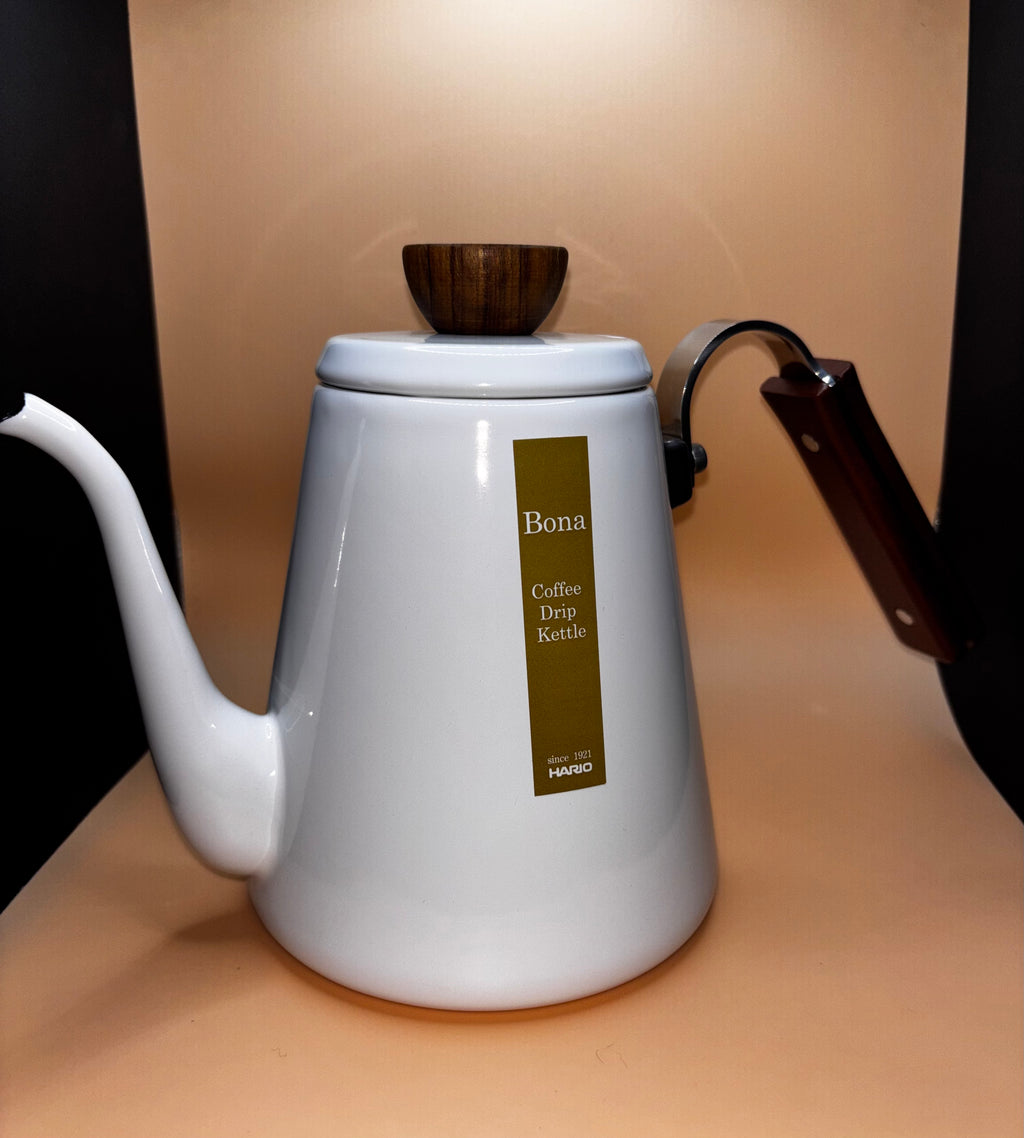 Bona Enamel Pour Over Coffee Kettle with Wood Handle, 800mL — Hario