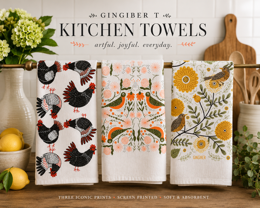 Birds, Blooms & Barnyard T Towels