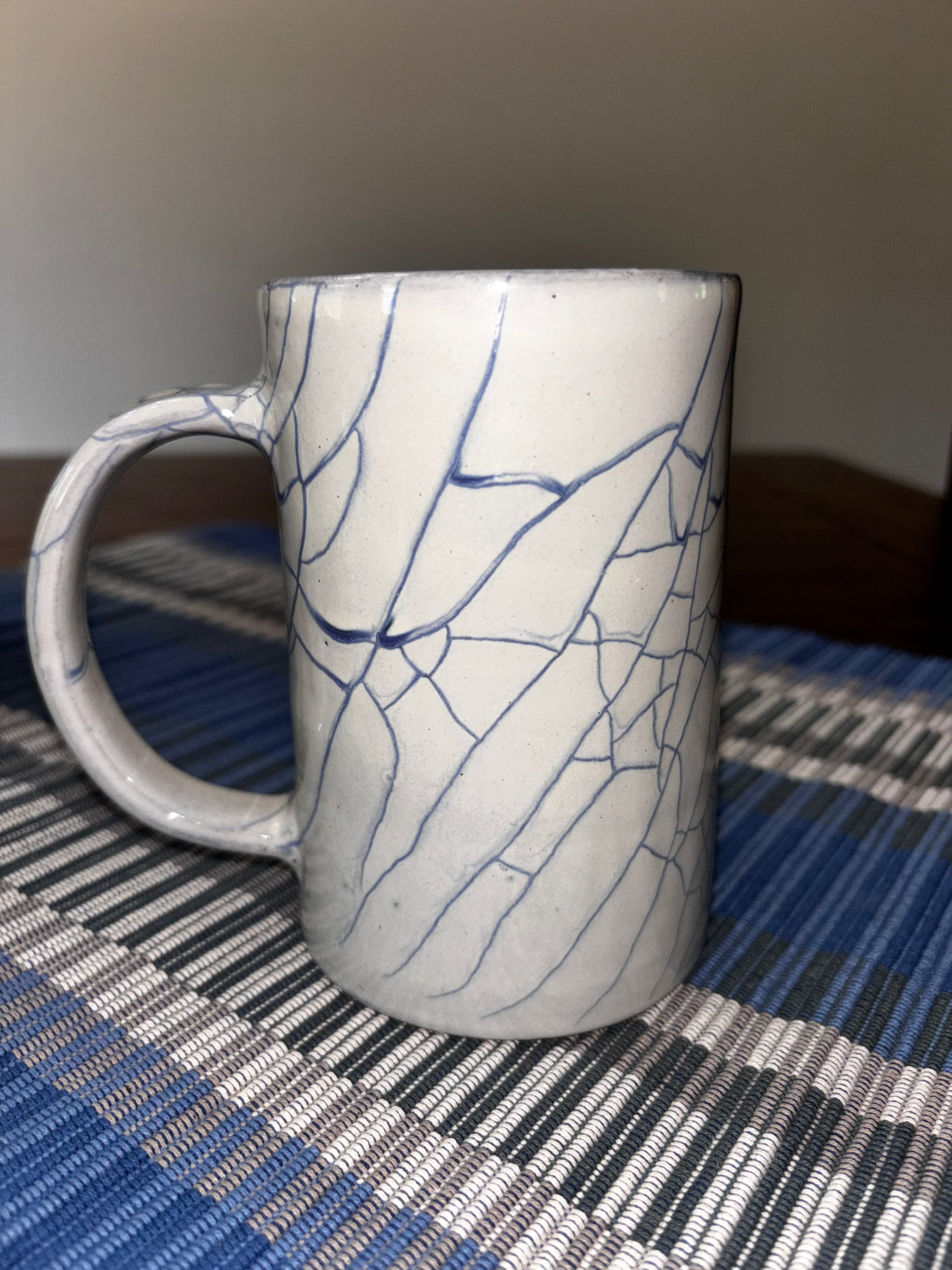 Blue Crackle Ceramic Mug | Handcrafted in Nepal