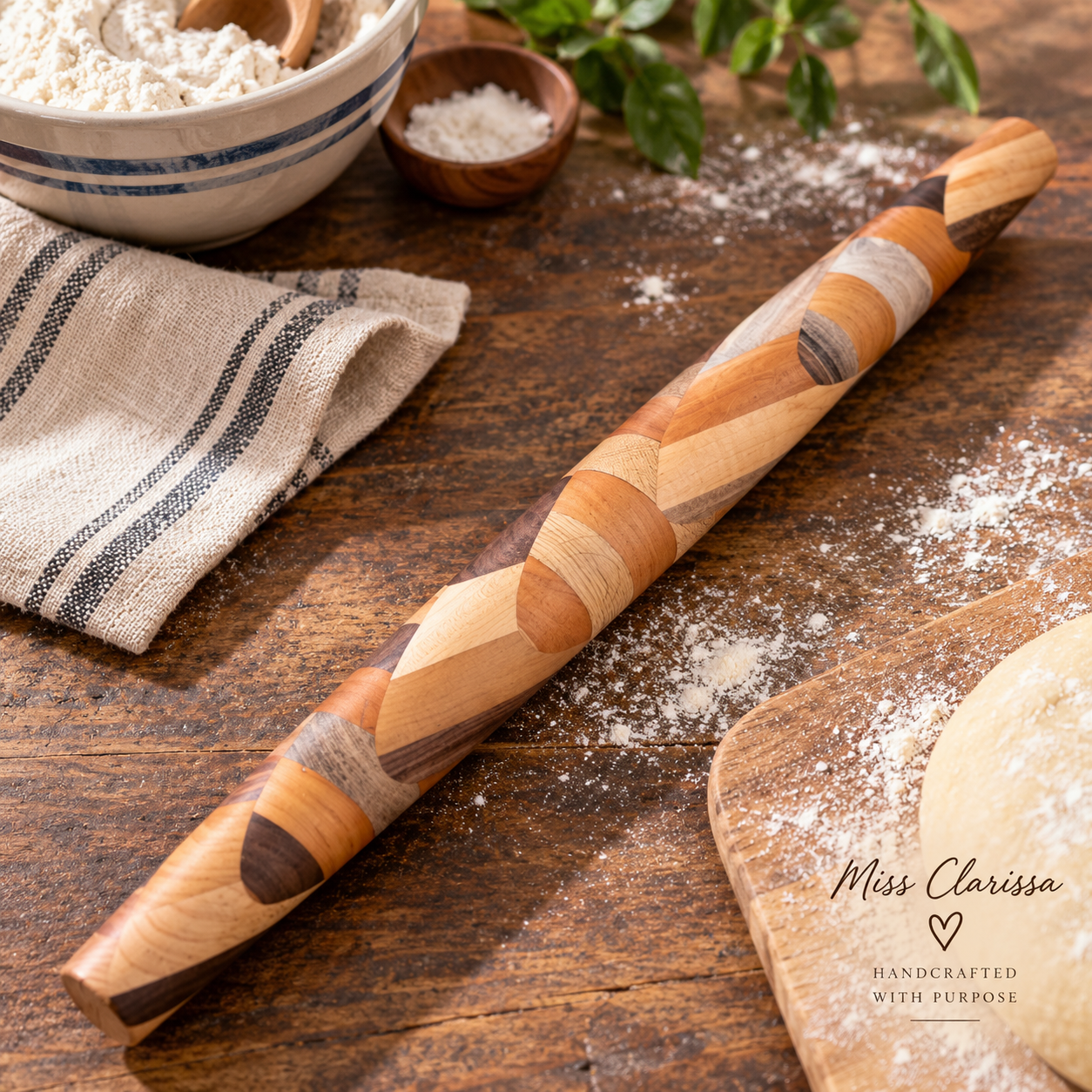 French Rolling Pin, Handmade Mixed Hardwood, One of a Kind — Handmade in Tennessee