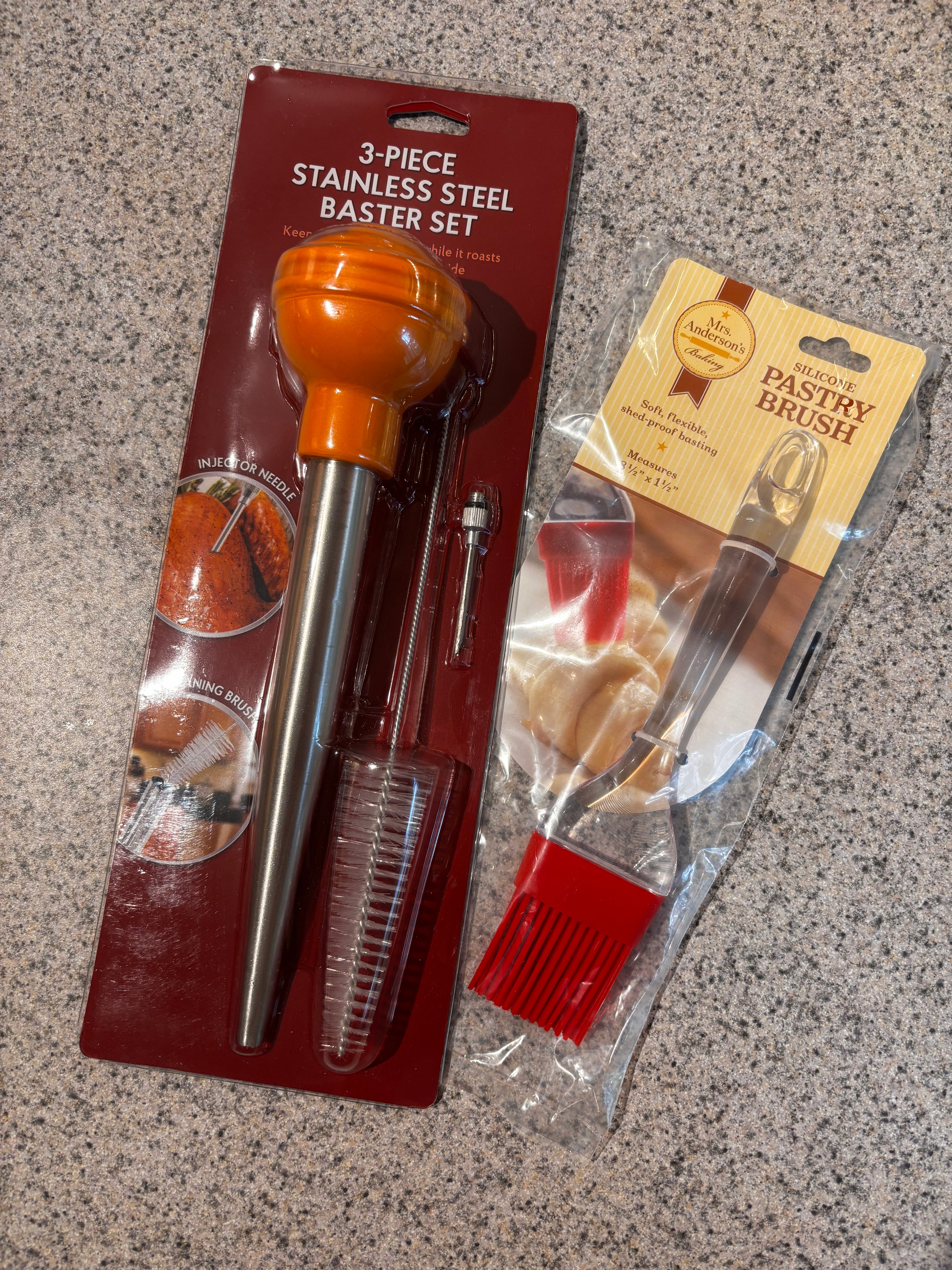 The Perfect Roast Kit — HIC Roasting Baster with Cleaning Brush & Needle + Mrs. Anderson's Silicone Pastry Brush — HIC Kitchen