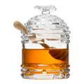 Crystal Bee Honey Dish Jar, Gift 6" - Glass Honey Pot with Dipper and Lid Cover for Home Kitchen Honey and Syrup, Gorgeous Bee Decor Beehive Honey Pot, Great for Jam, Honey, Jelly 14oz-0