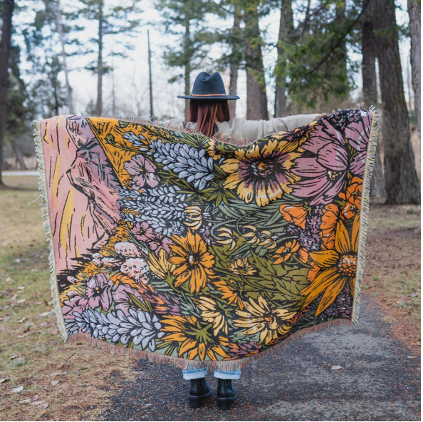 Flower Meadow Knit Blanket