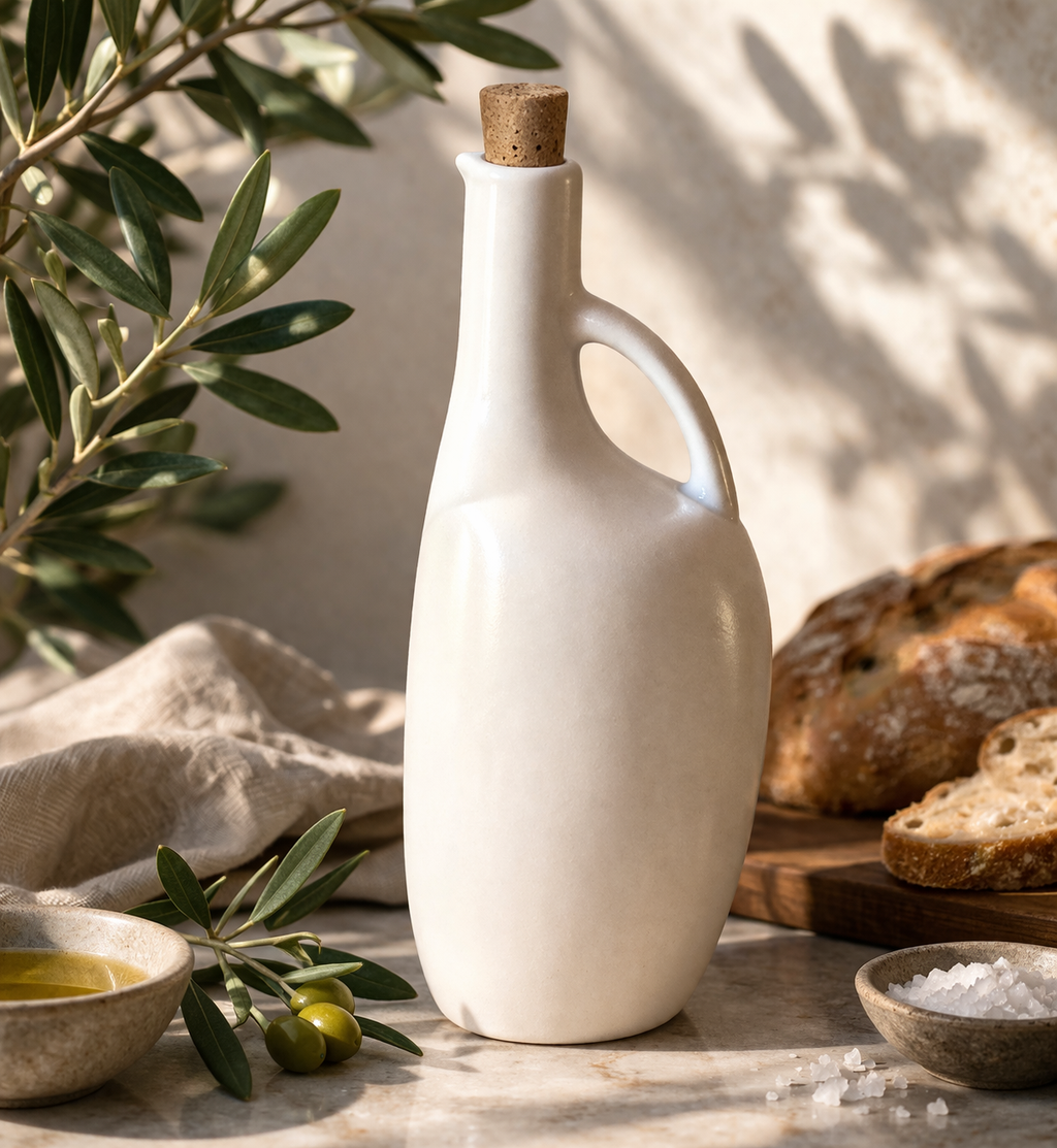 GHARYAN Handmade Stoneware Olive Oil Dispenser | Canard 34 oz