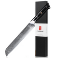 8-Inch Damascus Steel Bread Knife Serrated VG10 Core Blade Black-0