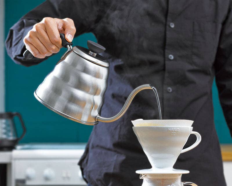 Coming Soon | V60 Buono Stainless Steel Gooseneck Pour-Over Kettle, Silver, 600mL — Hario