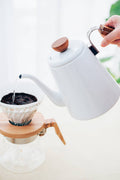 Bona Enamel Pour Over Coffee Kettle with Wood Handle, 800mL — Hario