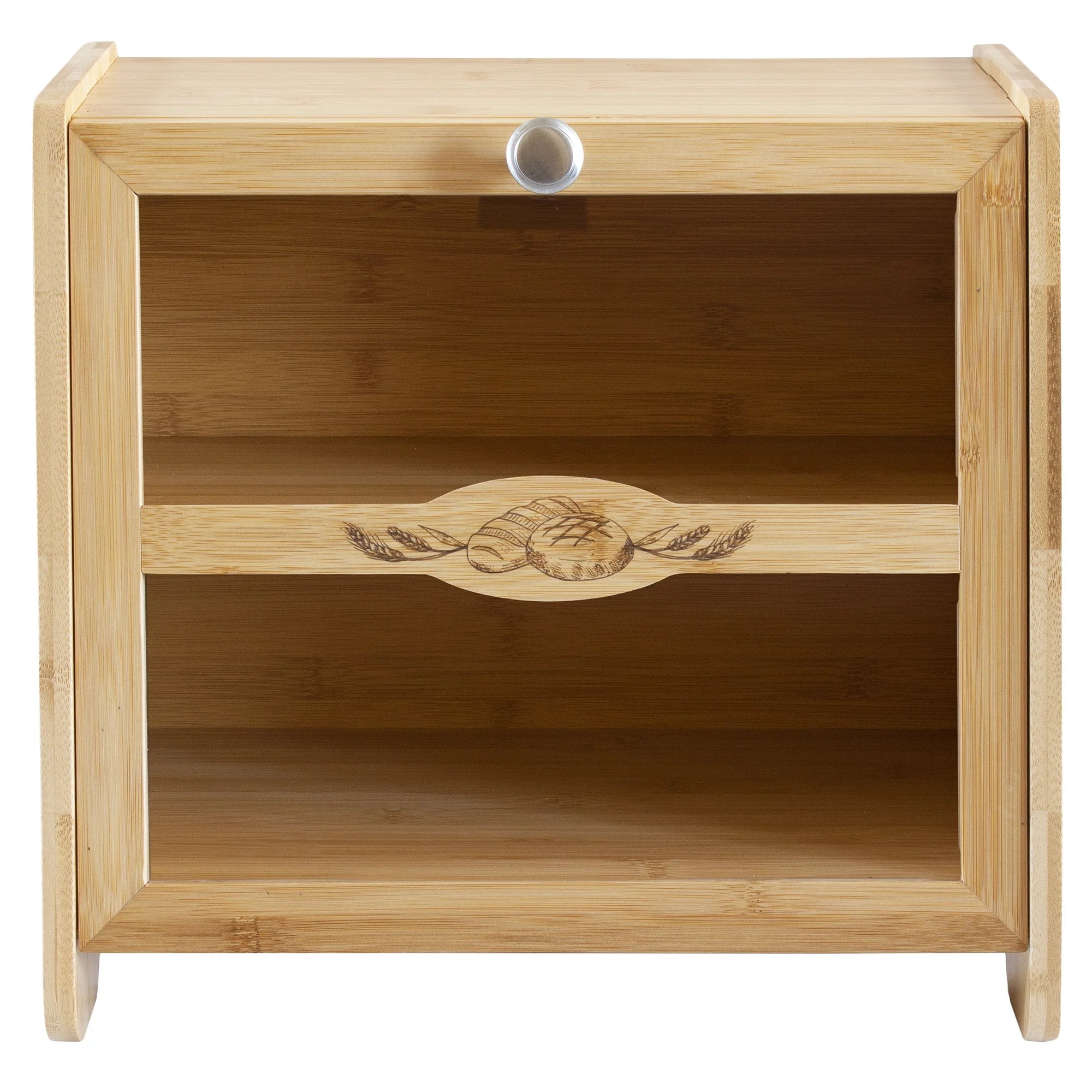 Double Layer Farmhouse Style Bamboo Bread Box with Window