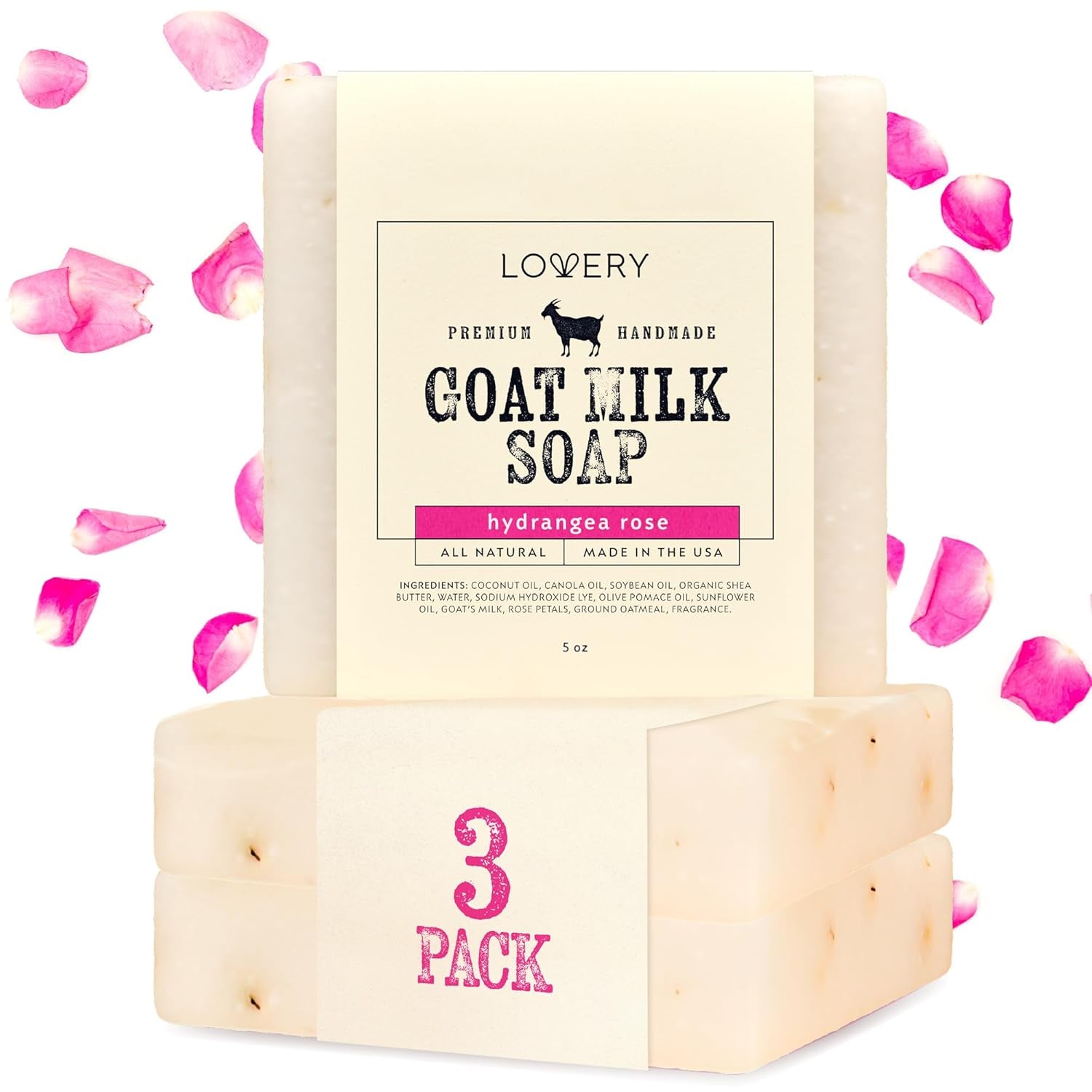 Christmas Gifts for Mom, Goat Milk Soap with Organic Shea Butter - Goats Milk Soap Bars - Oatmeal, Eucalyptus Lavender, Moroccan Vanilla, Hydrangea Rose, Patchouli Sandalwood, Natural Soap Bar, 5 Pack