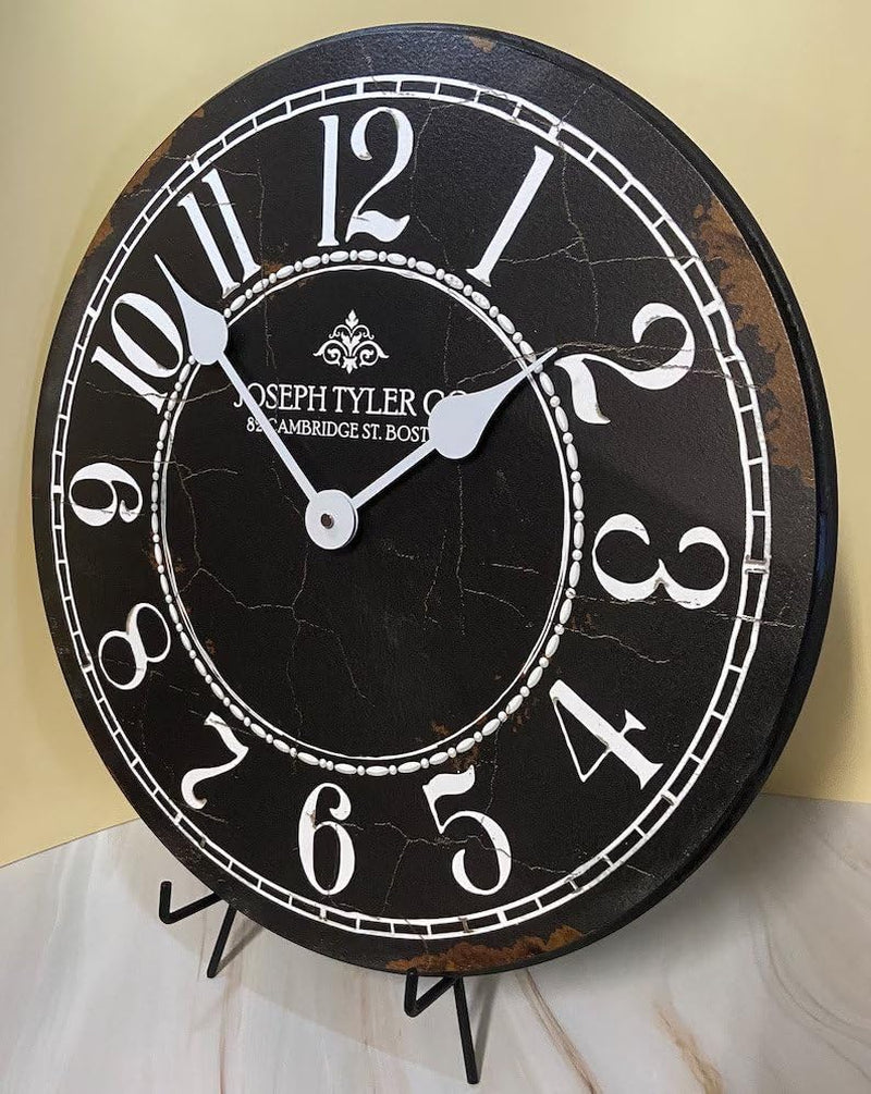 Black & White Large Wall Clock | Ultra Quiet Quartz Mechanism | Hand Made in USA Beautiful Crisp Lasting Color | Comes in 8 Sizes | 10-Inch