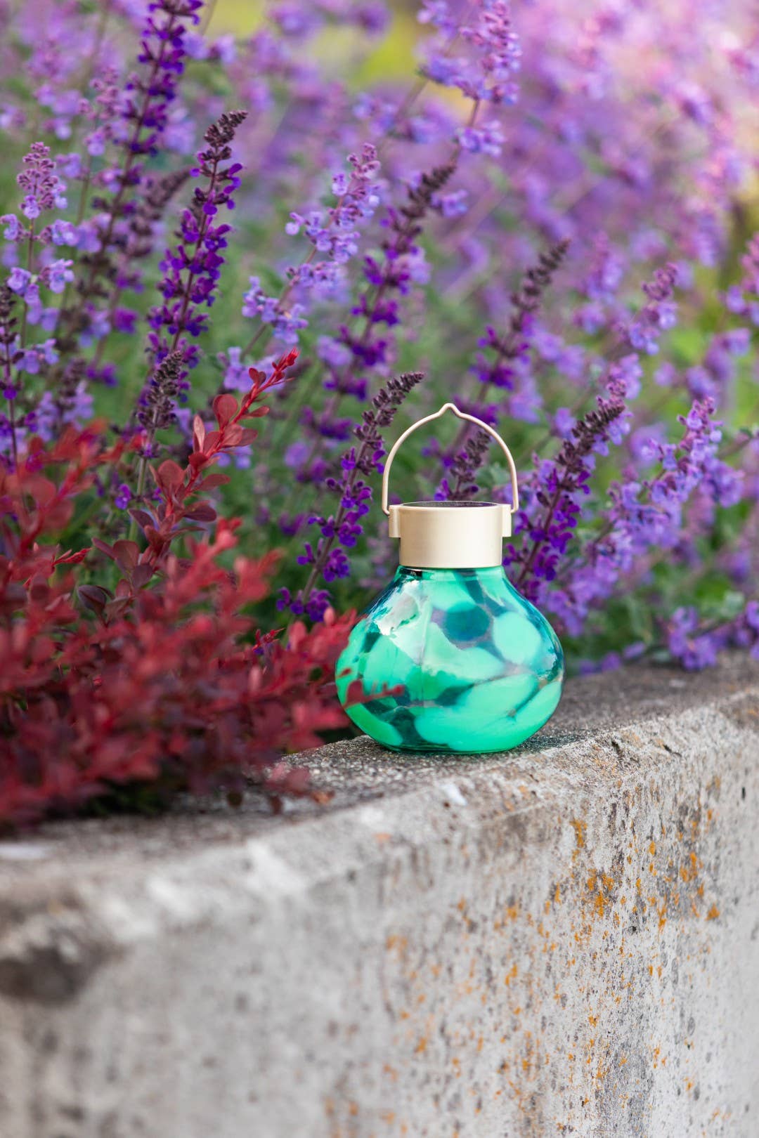 *New* Tea Lantern - 5" Hand-Blown Glass Solar Lantern - Teal