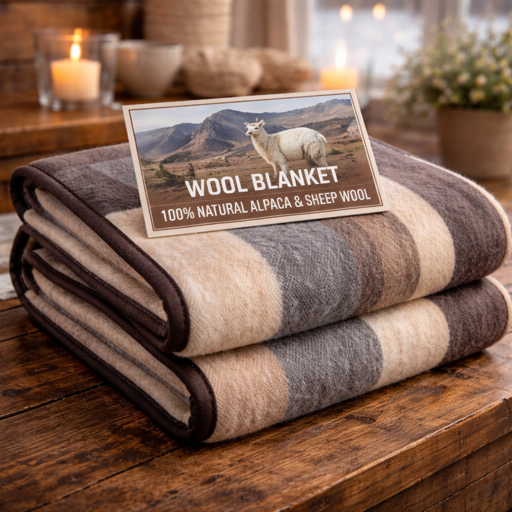 Alpaca & Sheep Wool Blanket – Thick, Warm & Made in Peru