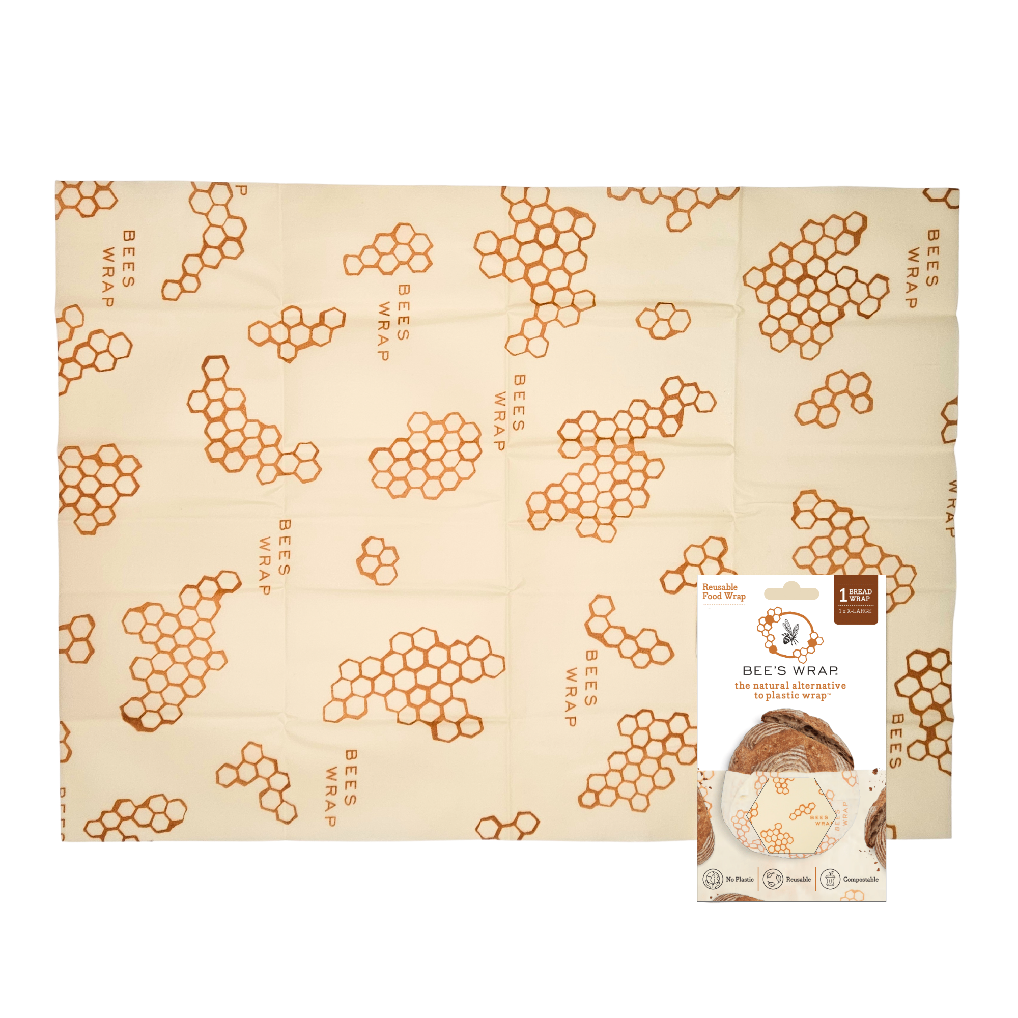 Reusable Beeswax Bread Wrap – Organic Cotton Bread Storage Wrap (XL)