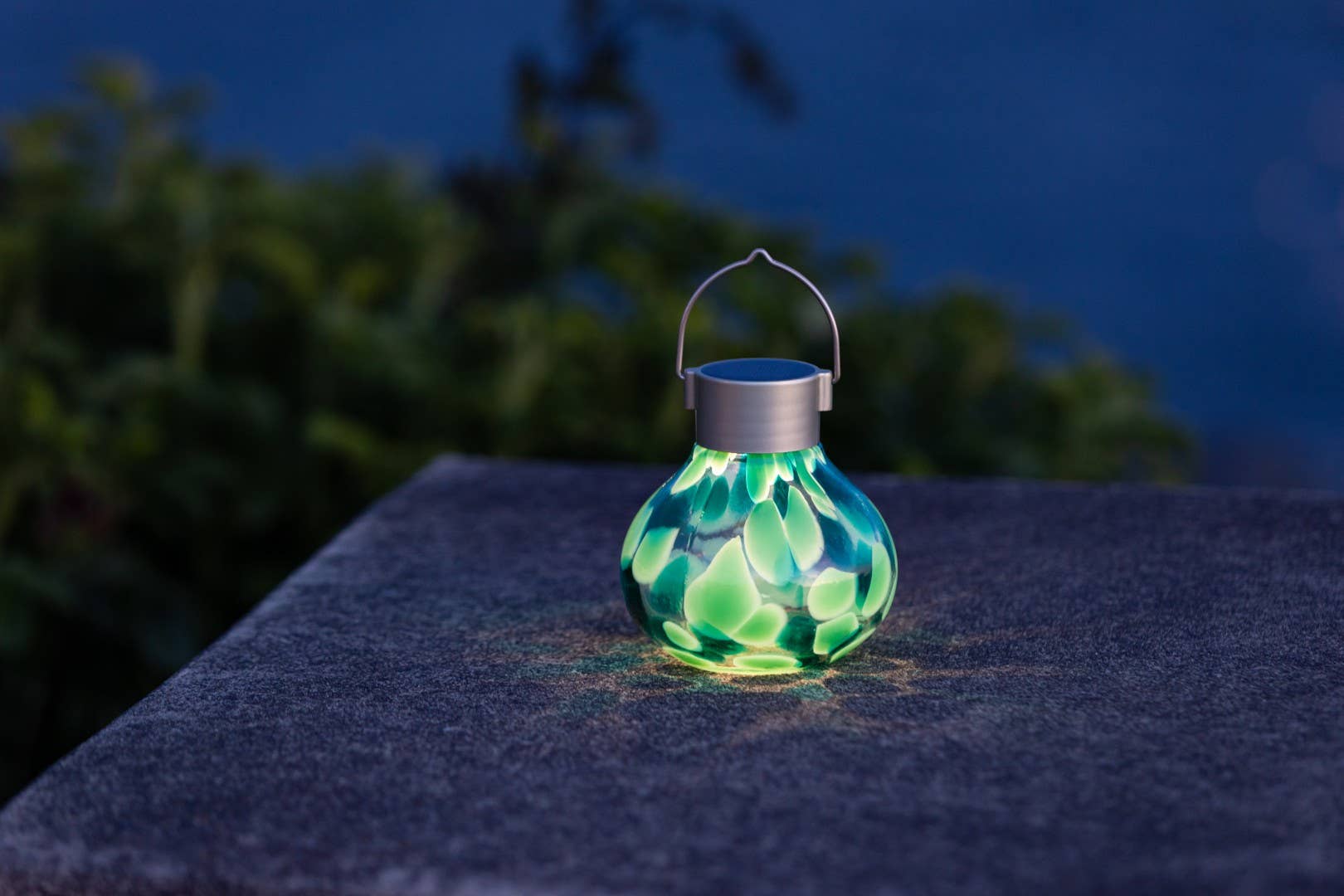 *New* Tea Lantern - 5" Hand-Blown Glass Solar Lantern - Teal