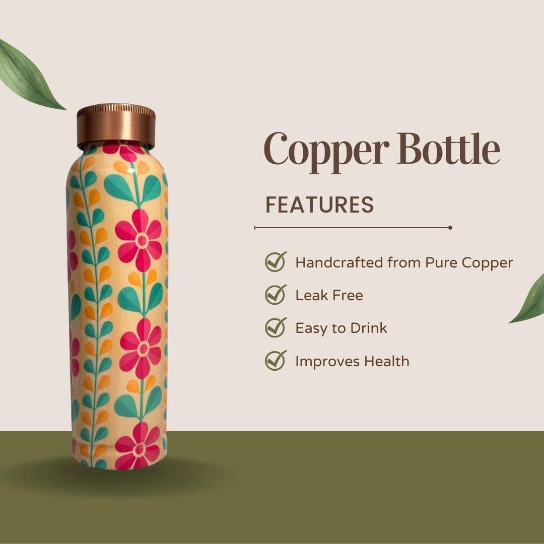 Pure Copper Water Bottle 34 oz - Wildflower | Perilla