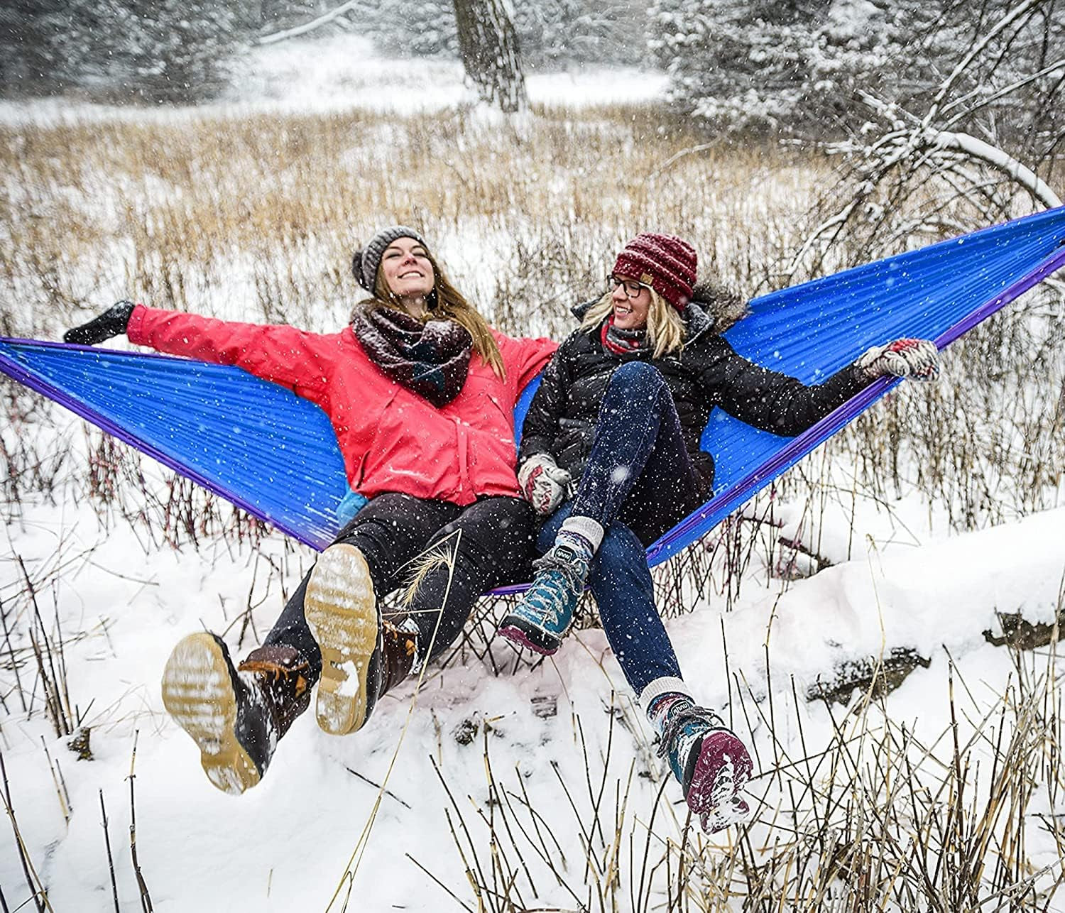 Doublenest Hammock - Lightweight, Portable, 1 to 2 Person Hammock - for Camping, Hiking, Backpacking, Travel, a Festival, or the Beach - Aqua/Sapphire/Amber