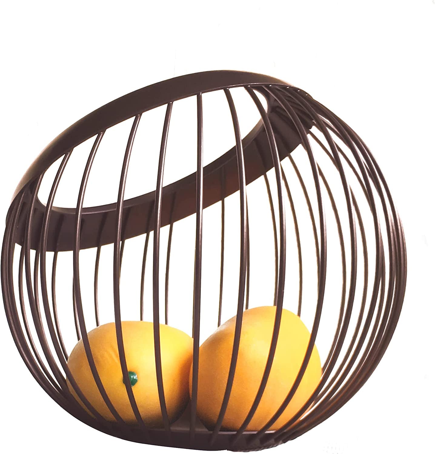 Metal Wire Fruit Bowl Sturdy Fruit Basket Fruit Holder Snack Storage Decorative Centerpiece Bowl for Modern Kitchen, Countertop, Living Room (Deep Brown)
