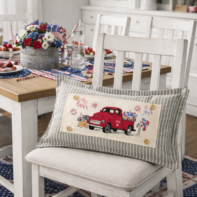 PANEL ONLY: Summer, patriotic, July 4th FIREWORK TRUCK
