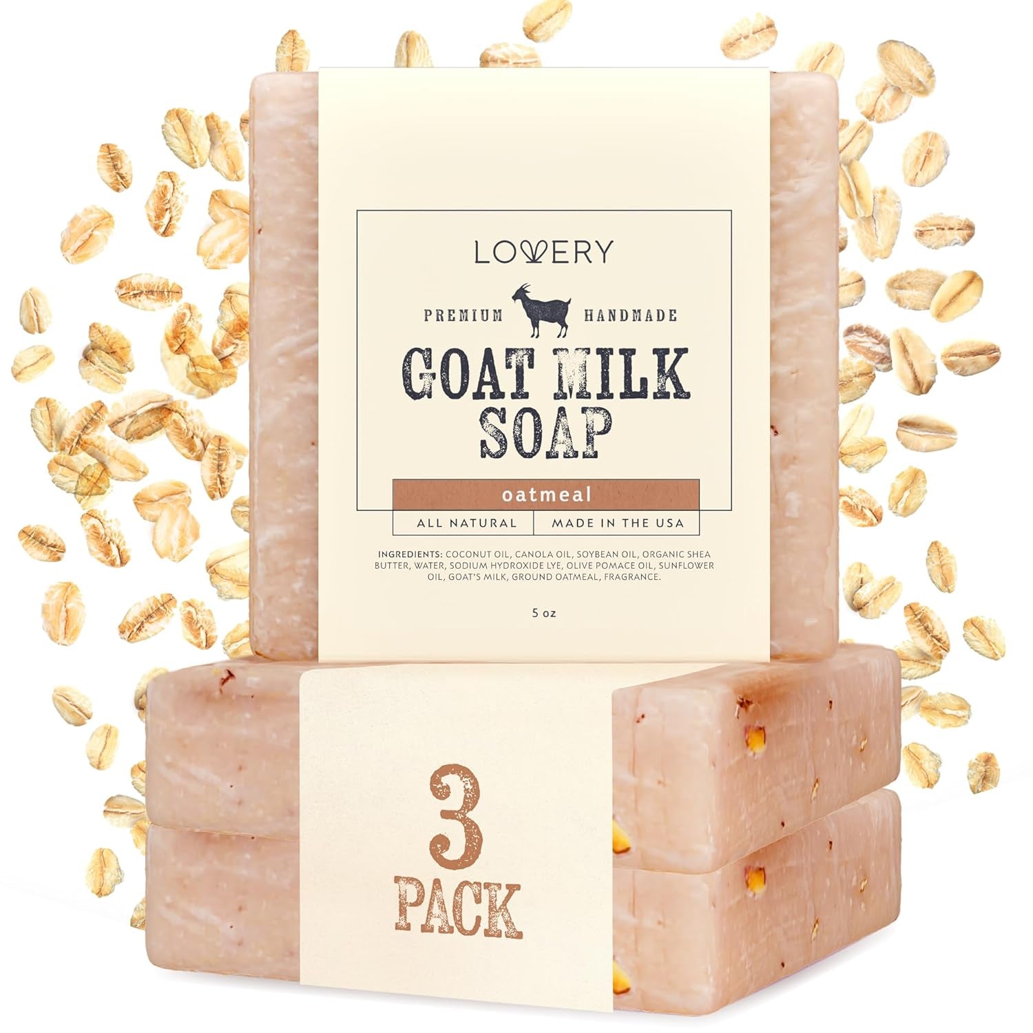 Christmas Gifts for Mom, Goat Milk Soap with Organic Shea Butter - Goats Milk Soap Bars - Oatmeal, Eucalyptus Lavender, Moroccan Vanilla, Hydrangea Rose, Patchouli Sandalwood, Natural Soap Bar, 5 Pack