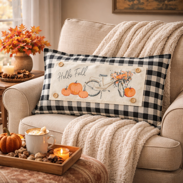 PANEL ONLY: Hello Floral Boho; Autumn VINTAGE FALL BIKE
