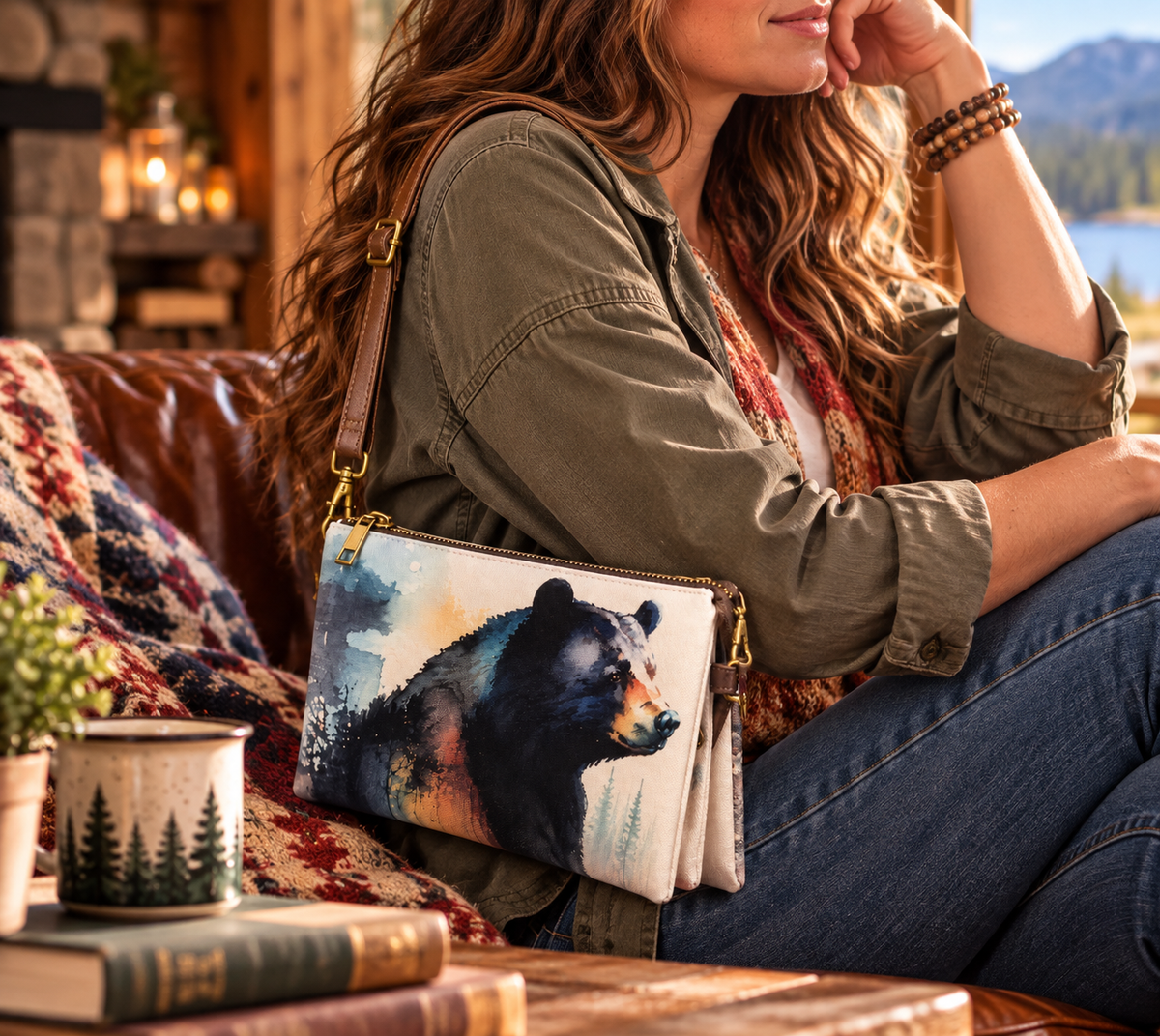 Crossbody Bag — Forest Bear Wildlife Art | Canvas | Anngoti