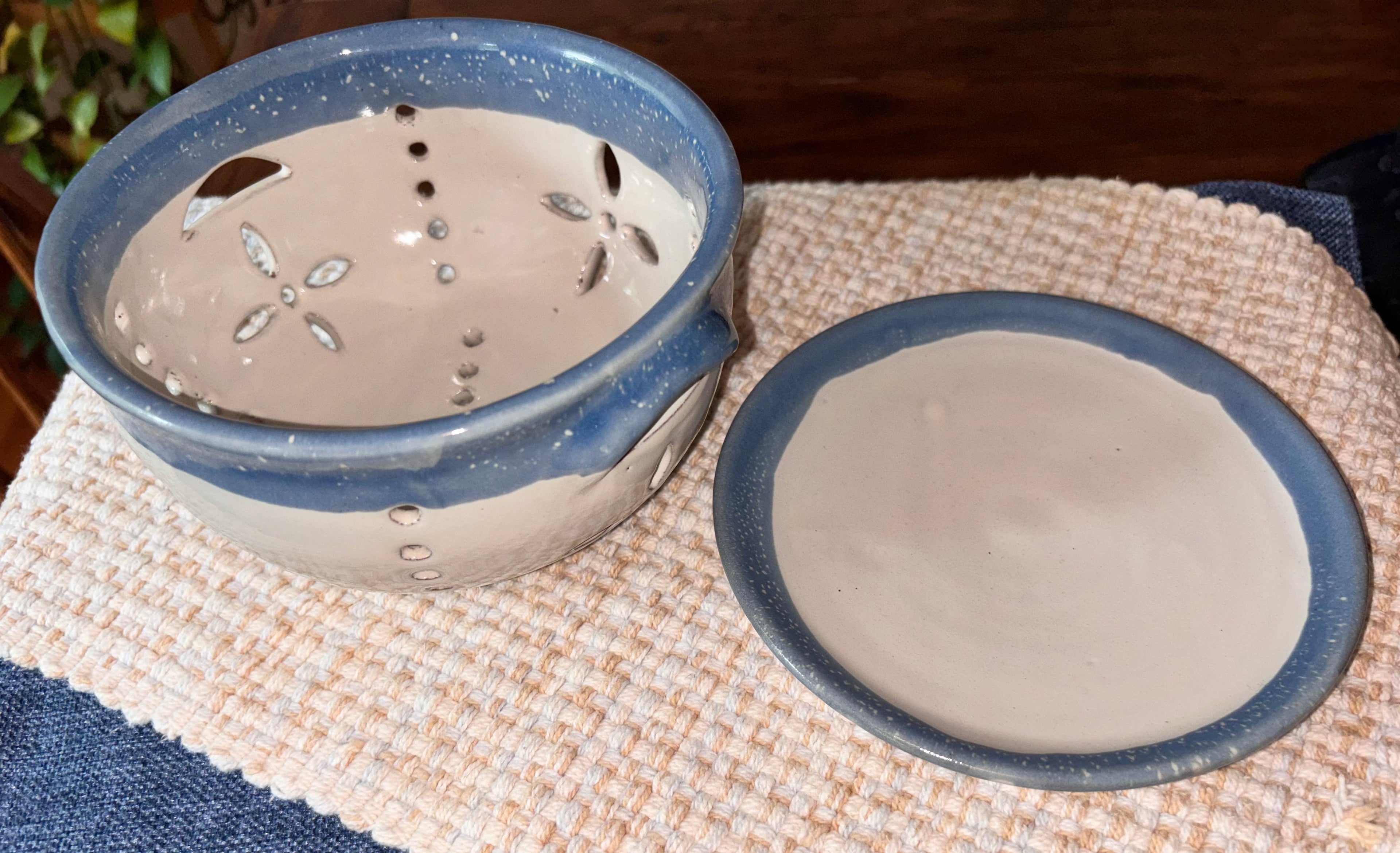 Handcrafted Berry Bowl & Stoneware Colander Set "Only 2 left in stock!"
