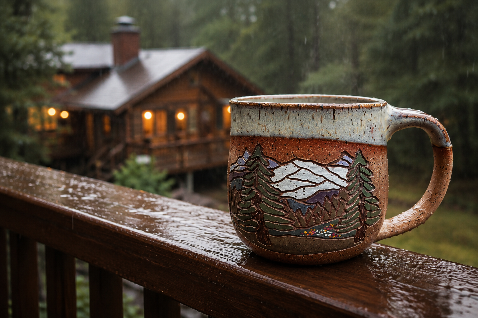Artisan Mountain Stoneware Mug | Forest Jeannie Pottery