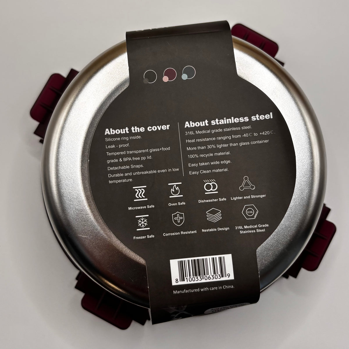 Round Stainless Steel Food Storage Container with Glass Lid, 24 oz — Genicook