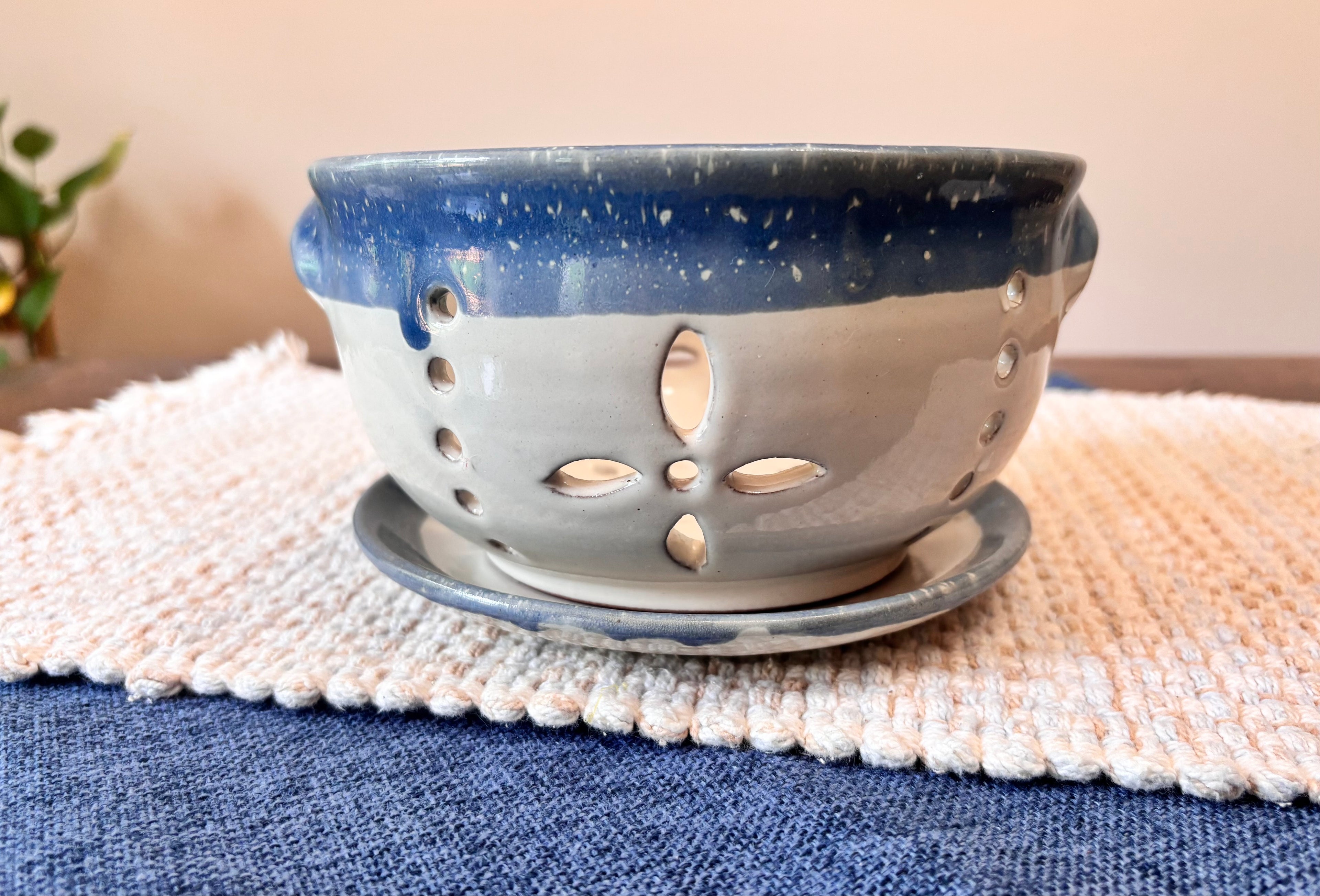 Handcrafted Berry Bowl & Stoneware Colander Set "Only 2 left in stock!"