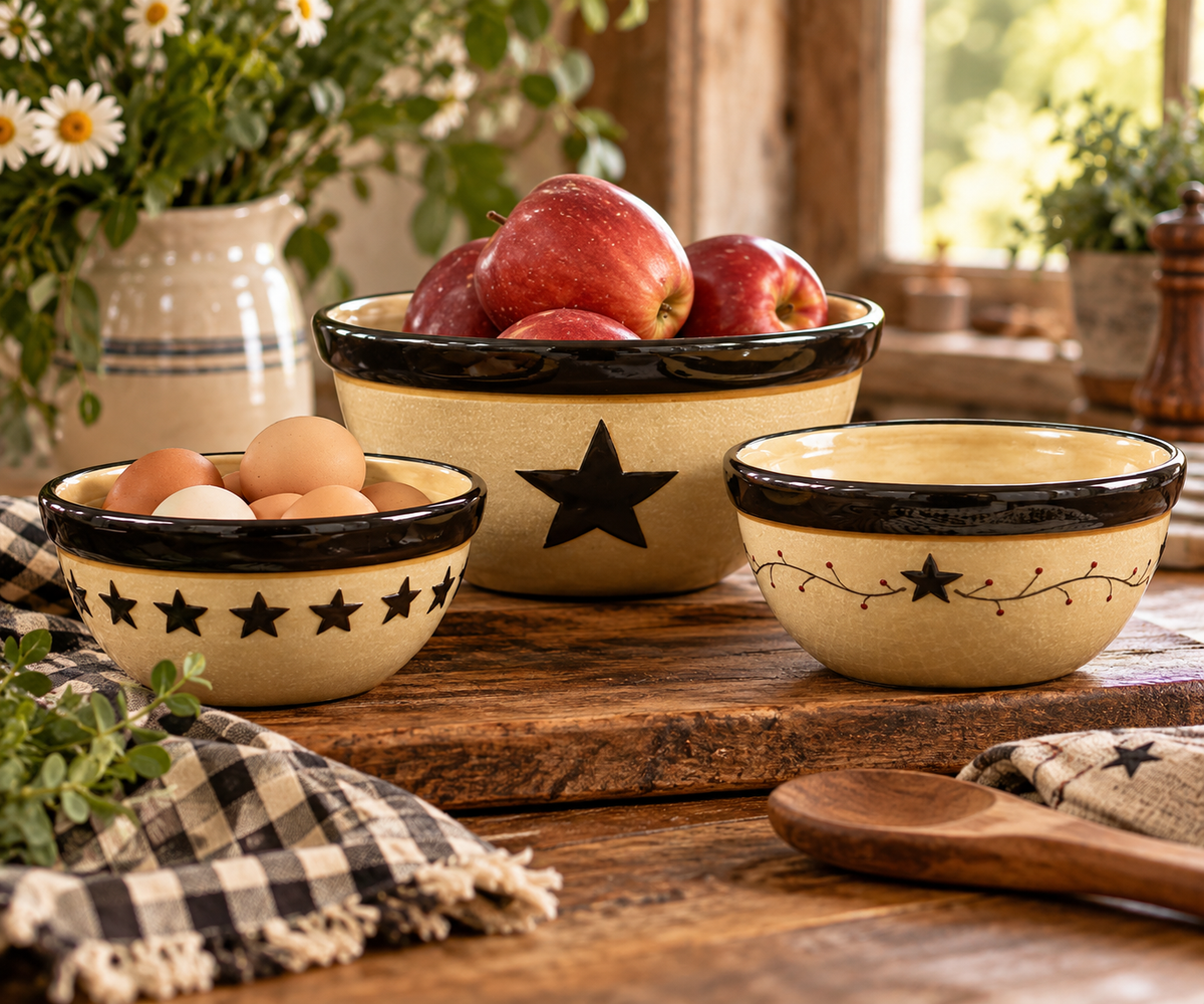 Star Vine Hand-Painted Mixing Bowls Set of 3, Park Designs