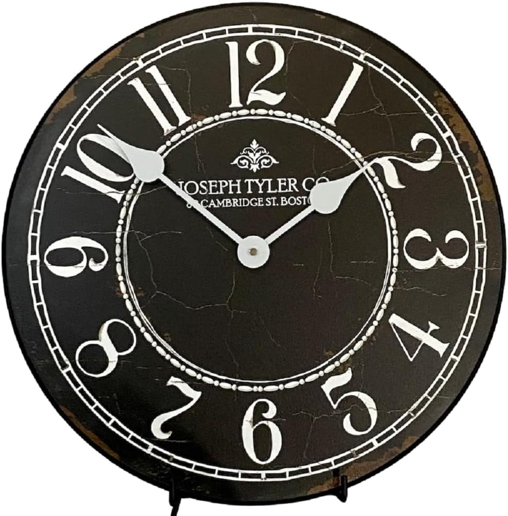 Black & White Large Wall Clock | Ultra Quiet Quartz Mechanism | Hand Made in USA Beautiful Crisp Lasting Color | Comes in 8 Sizes | 10-Inch