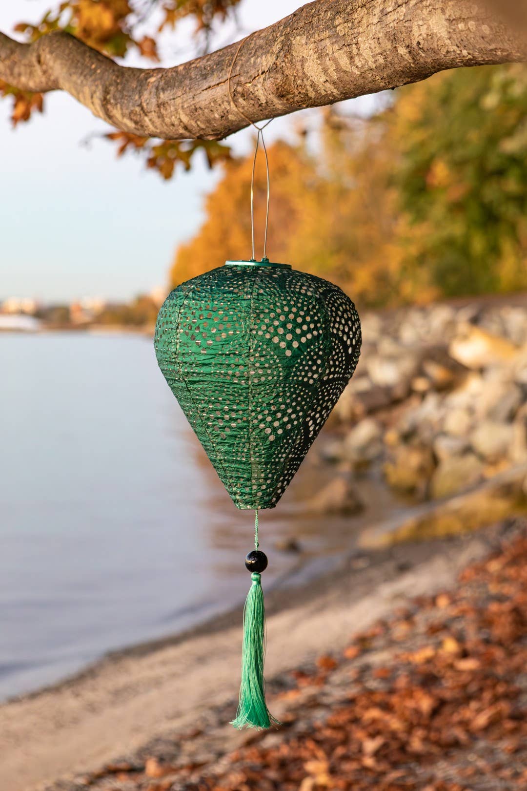 *New* Stella Tassel 29.5" Balloon Solar Lantern - Jade