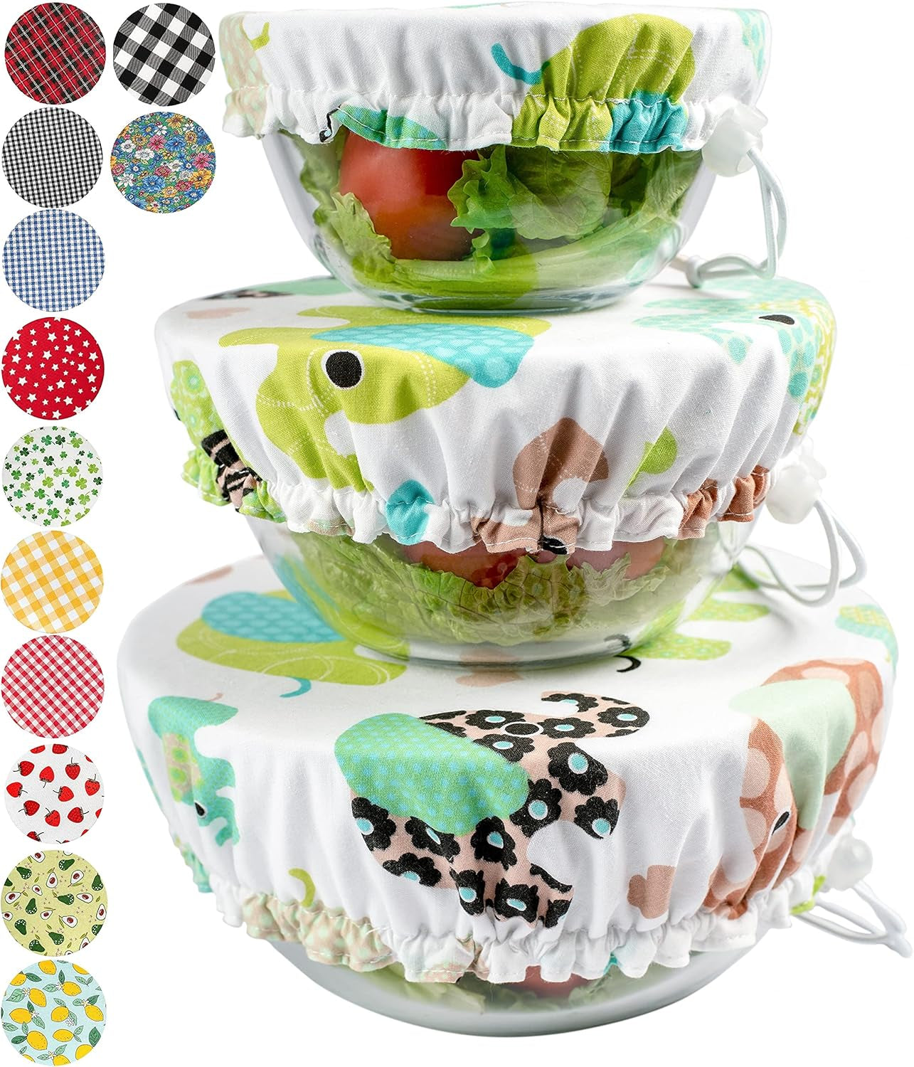 Handmade Reusable Cotton Fabric Bowl Covers - Two Layers of Fabric (Set of 3, Red Plaid-2)