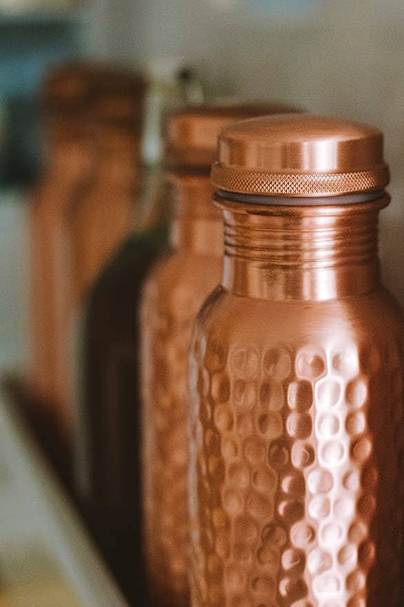 Pure Copper Water Bottle 34 oz - Hammered / Perilla