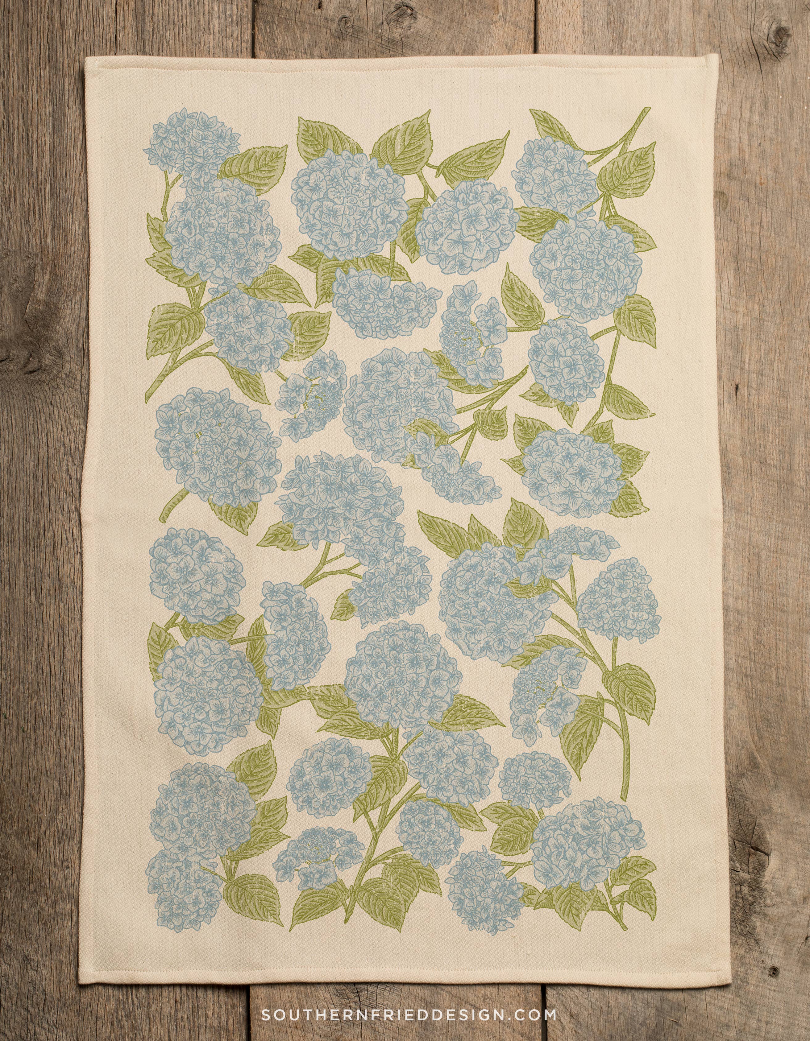Hand-Illustrated Hydrangea Kitchen Towel | Screen Printed | Nashville Made
