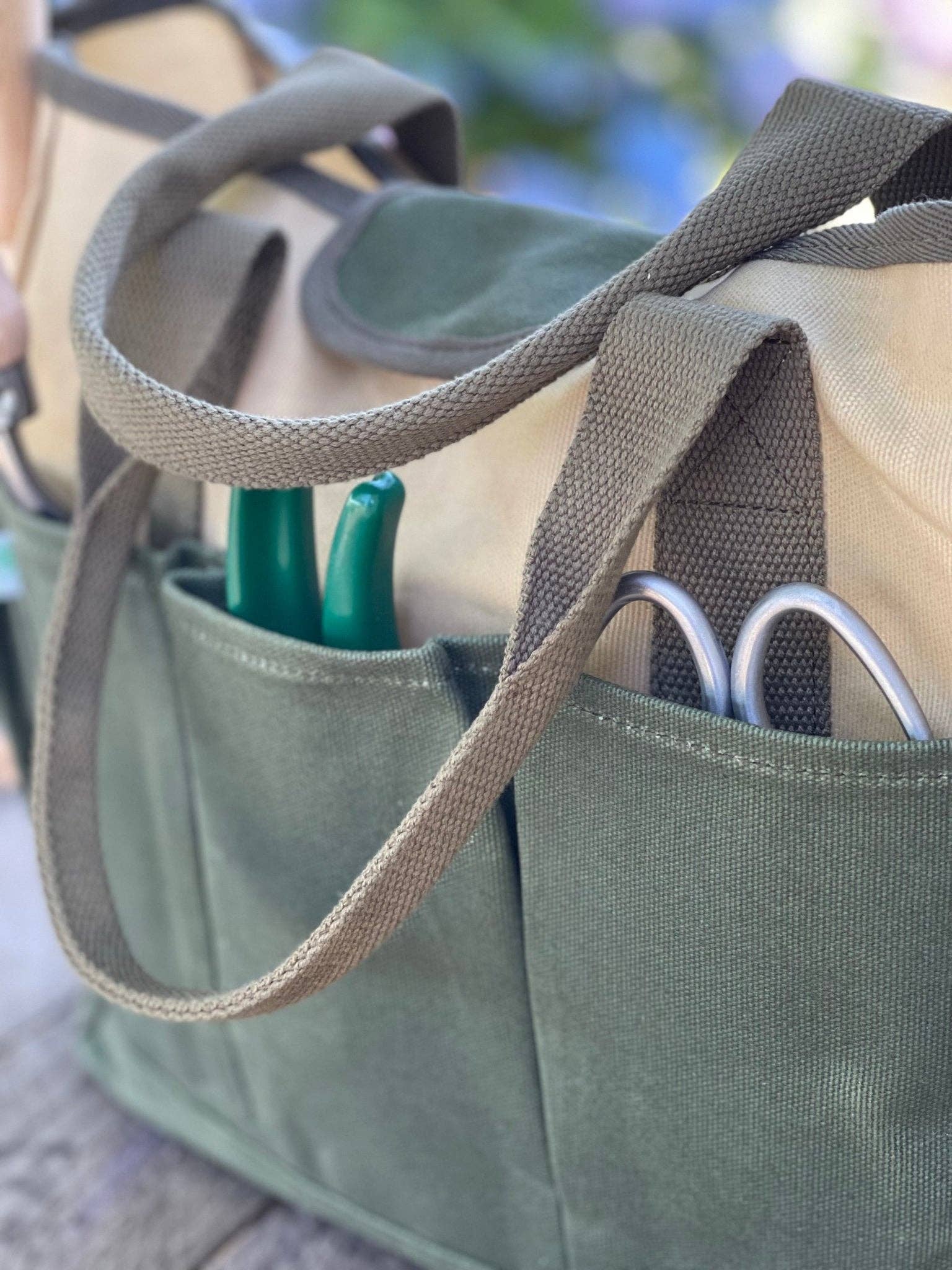 Garden Tool Bag – Heavy Waxed Canvas Tote for Tools & More - Made in USA!