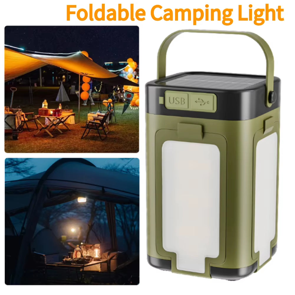 Foldable Camping Light Power Bank Rechargeable Lantern Solar Camping Lantern LED Tent Light for Camping Hiking Fishing