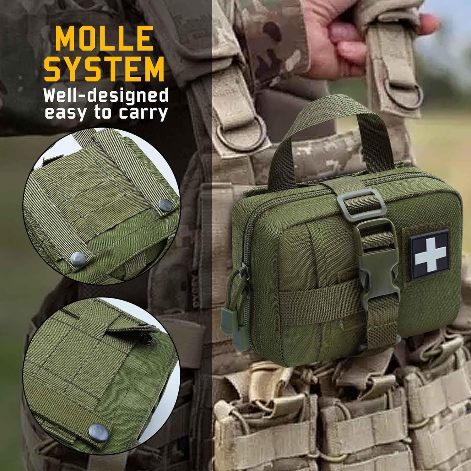 Upgrade Molle Rip Away Ifak Pouch, Tactical Small Belt First Aid Pouch Medical Utility EMT Pouch Only