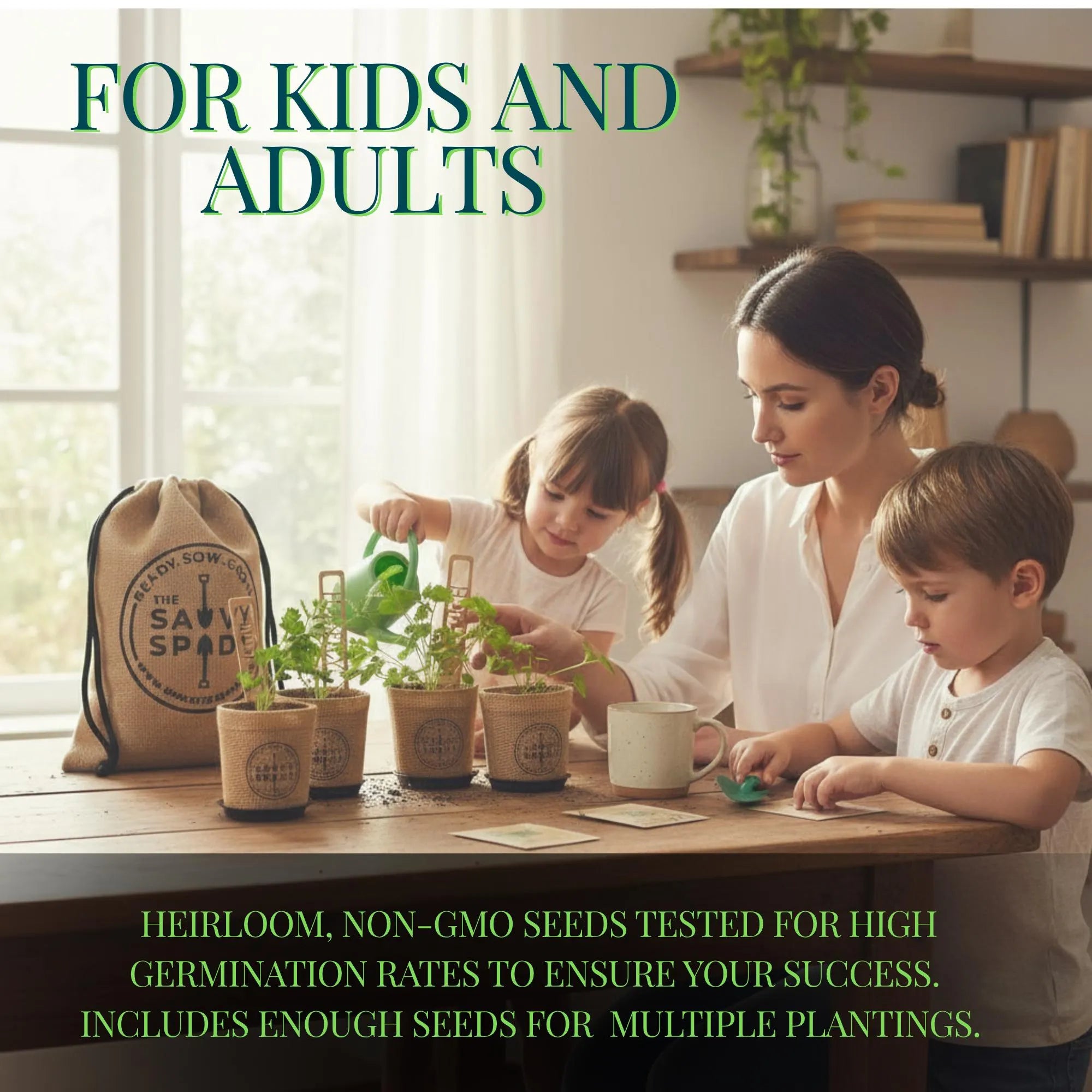 Indoor Herb Garden Starter Kit: Heirloom Basil, Cilantro, Parsley, Oregano