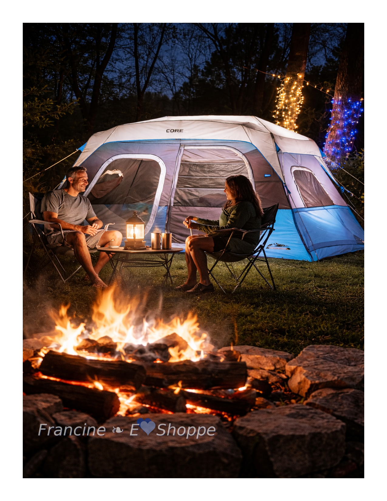 Instant LED Cabin Tent, 60 Second Setup, Weather-Ready & Roomy for 6