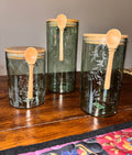 Cottage Bloom Green Glass Canisters S/3