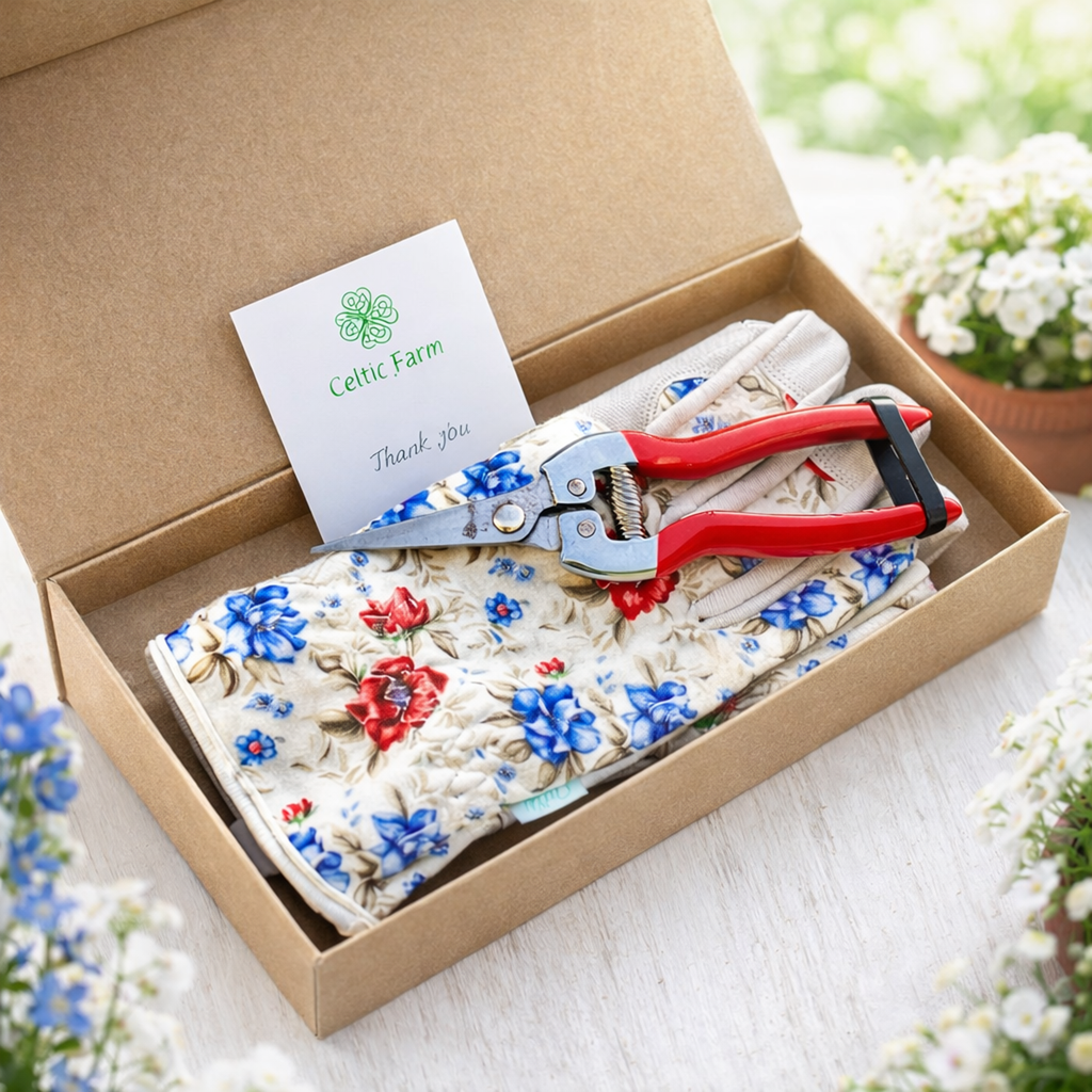 Garden Gift Box with Floral Gloves & Needle Snips, Ready-to-Gift Spring Garden Set