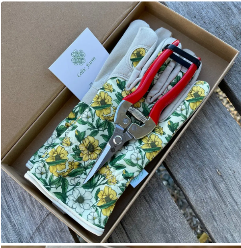 Garden Gift Box with Floral Gloves & Needle Snips, Ready-to-Gift Spring Garden Set