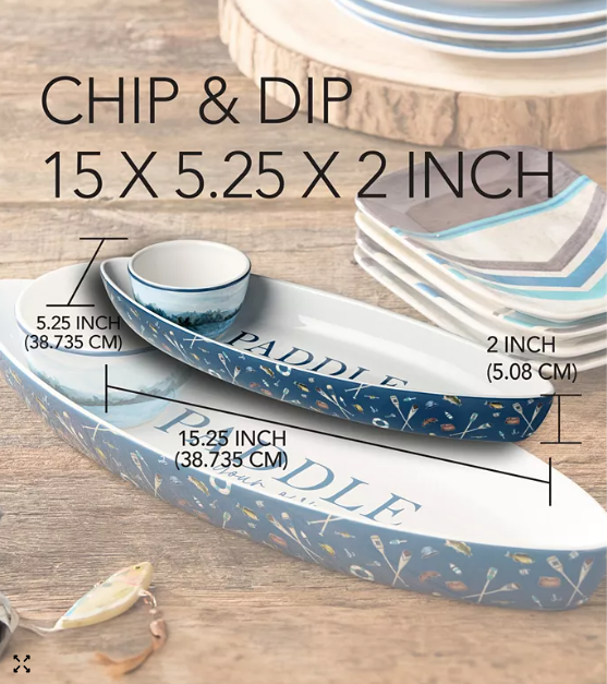 Canoe Chip & Dip Serving Set with 2 Lake Life Spreaders