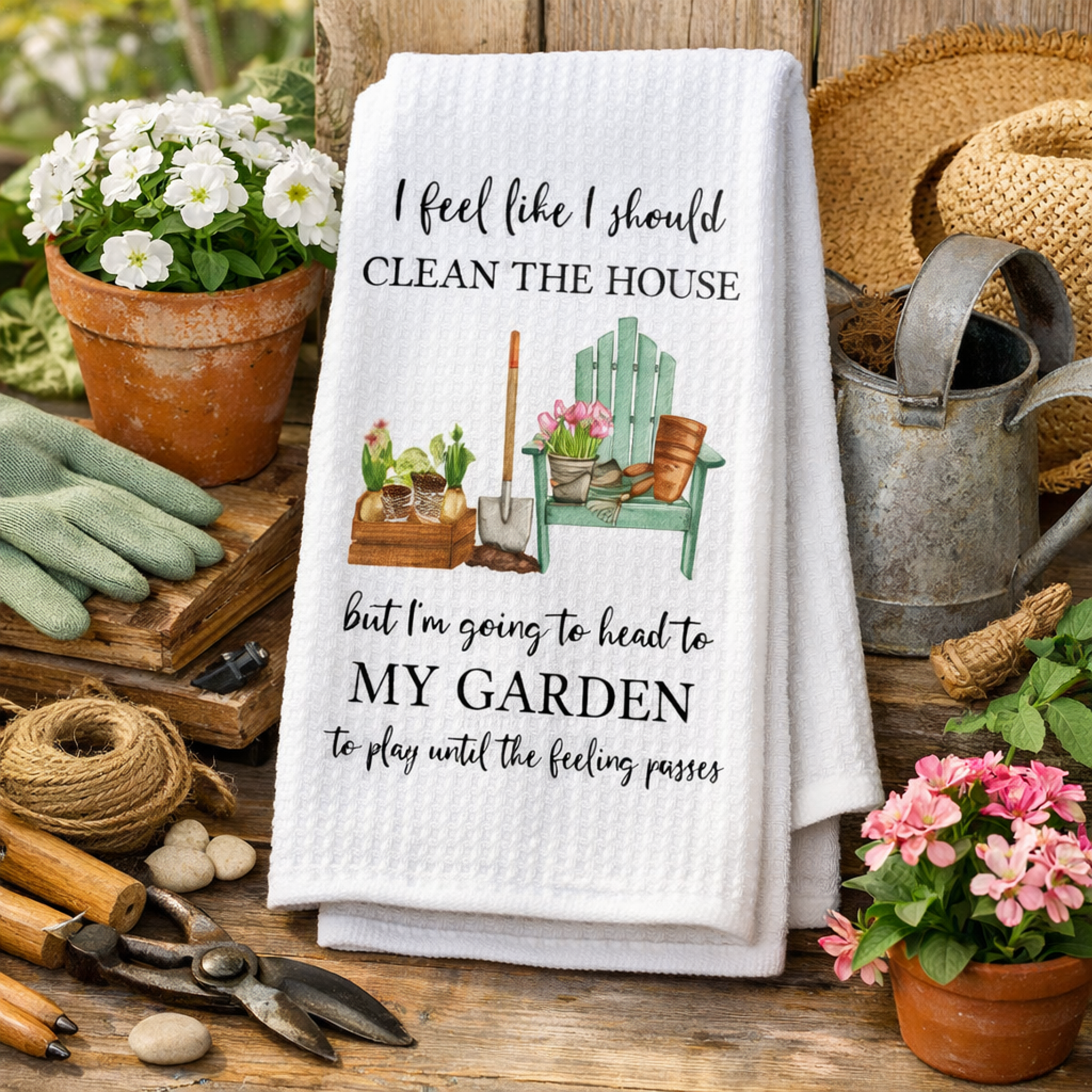 Garden Therapy Kitchen Towel, Cozy Gardening Gift for Plant Lovers & Cottage Kitchens