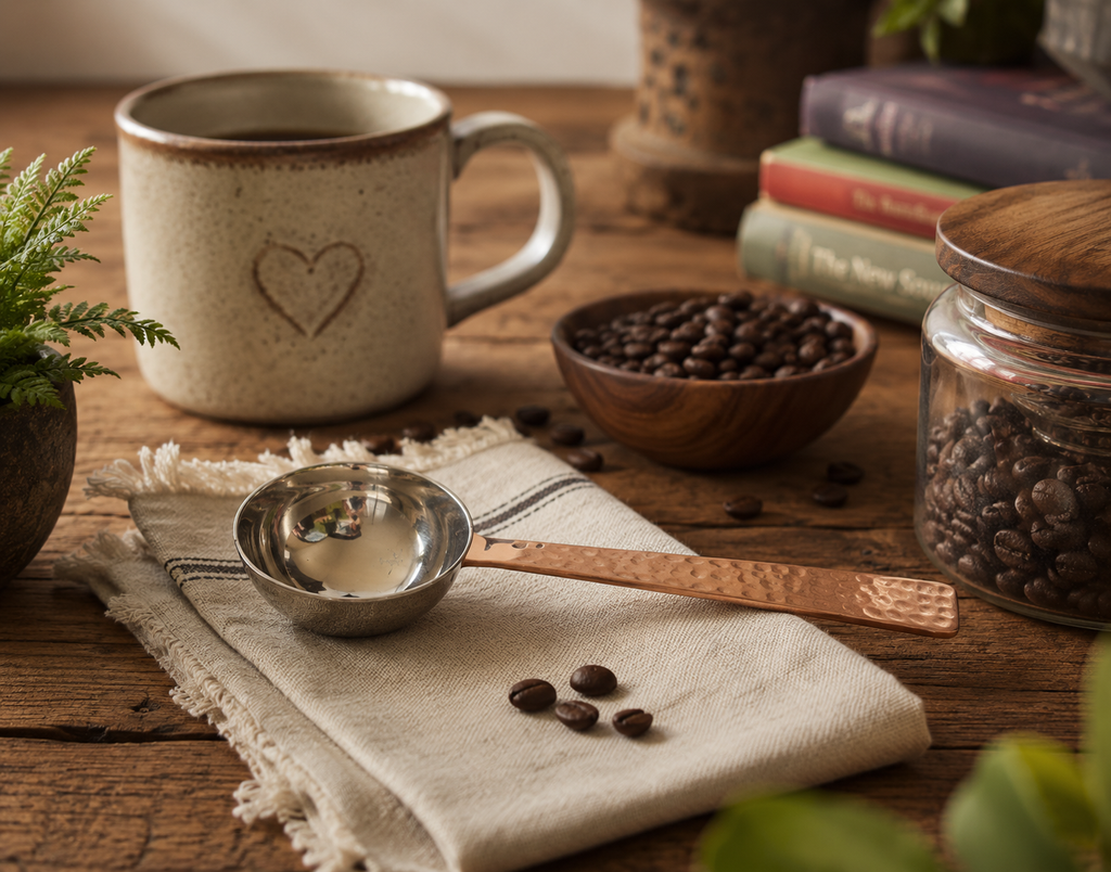 Artisan Hammered Coffee Scoop – Stainless Steel & Copper