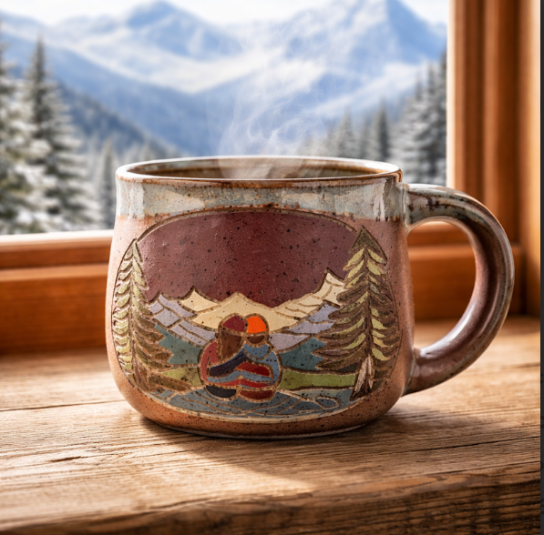 Forest Jeannie Pottery Artisan Mountain Stoneware Mug · 16 oz | Choose Your Design