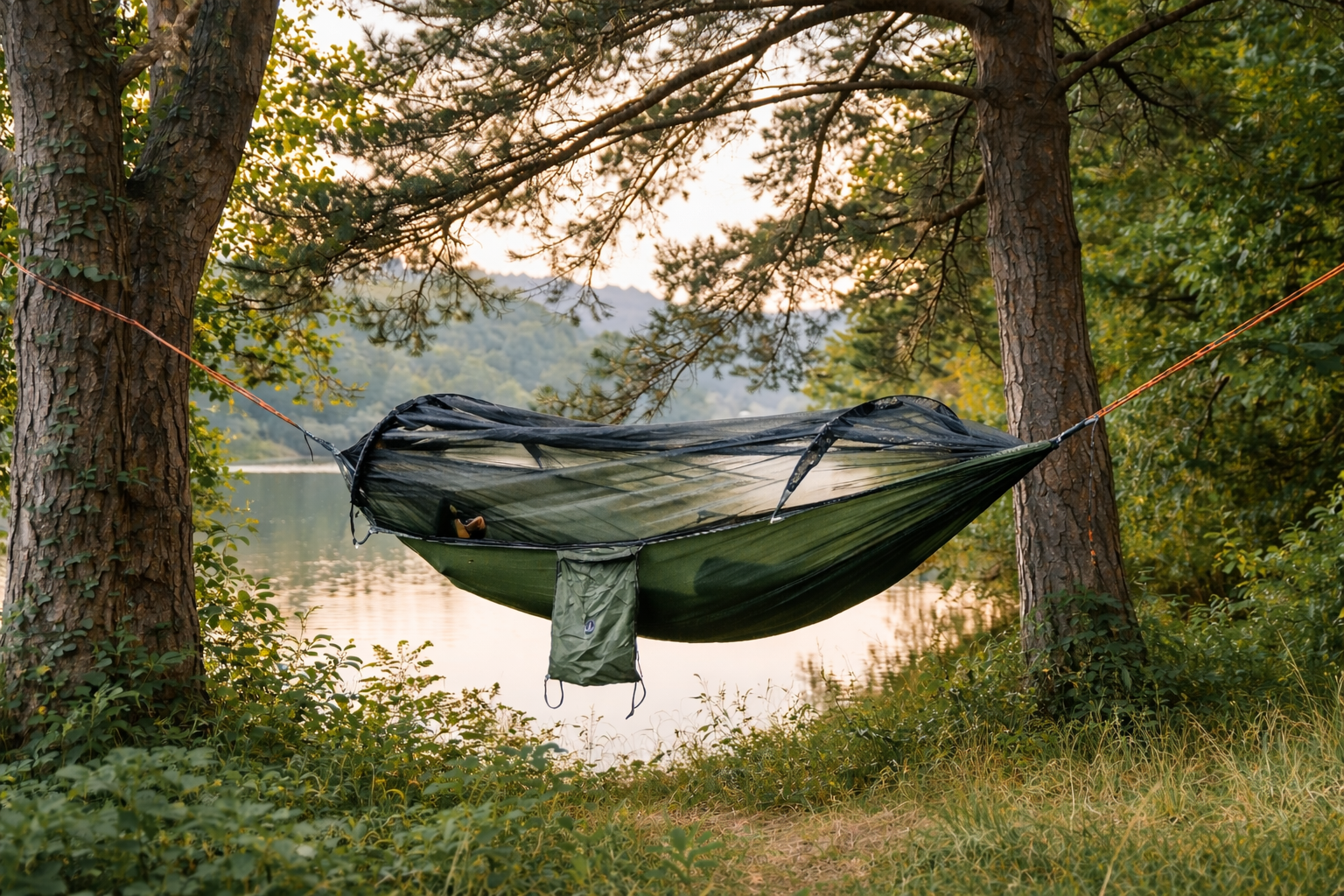 The Wanderer’s Camping Hammock, Built-In Mosquito Net & Easy Light Weight Pack-Away Comfort