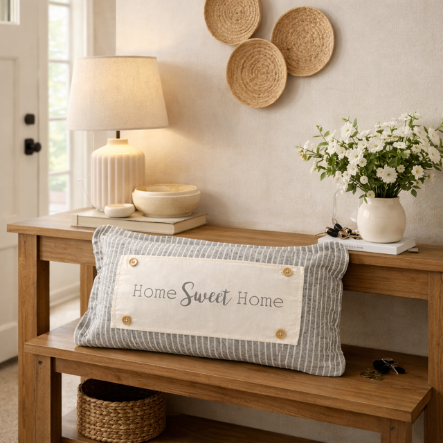 CHARCOAL/CREAM STRIPES:  PILLOW ONLY (with insert)