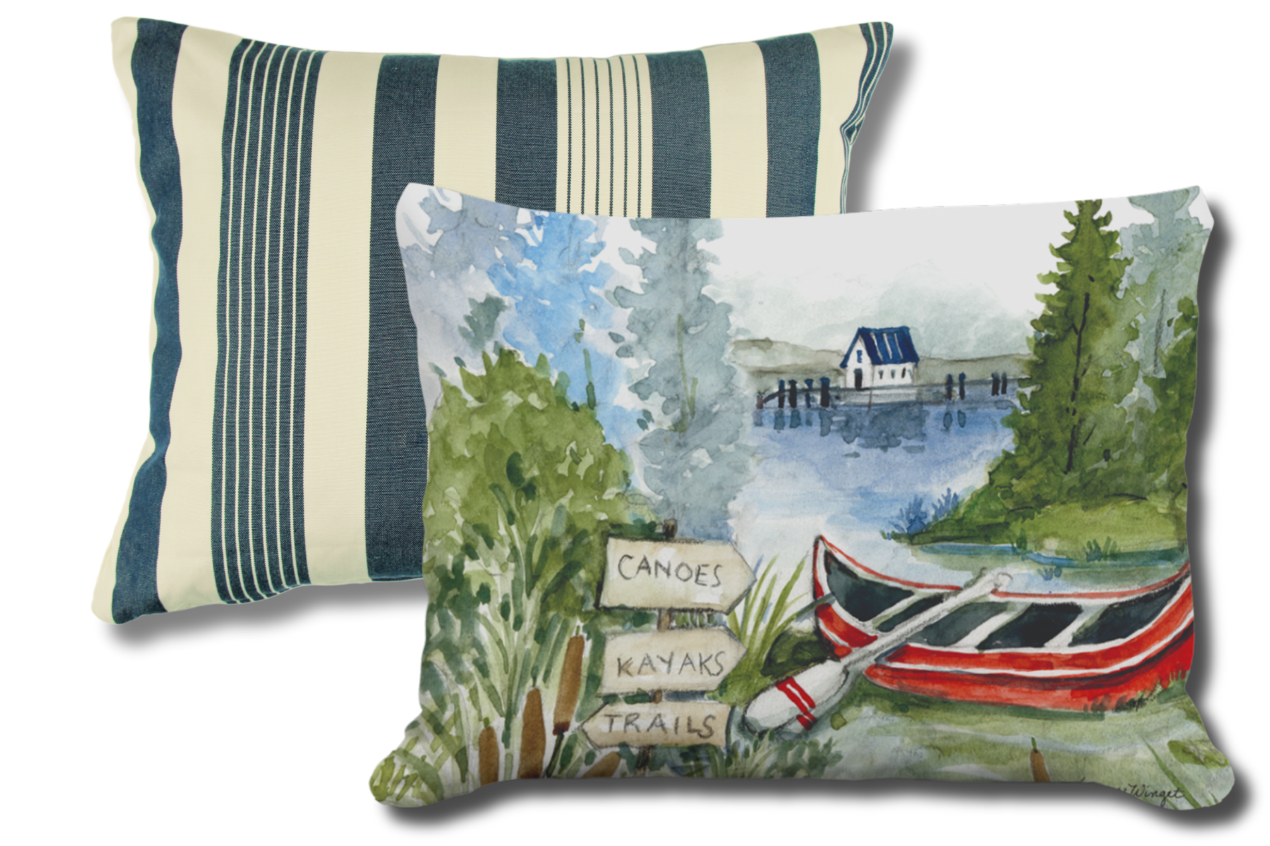 Pillow Bundle | Marina Stripe + Lake Canoe (19x24") ❧♡